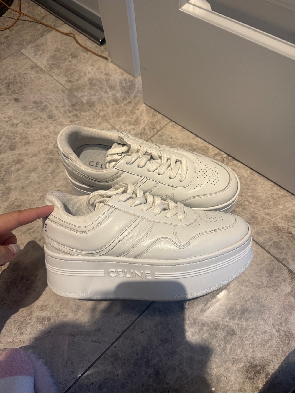 Celine Cream Platform Sneakers for Women